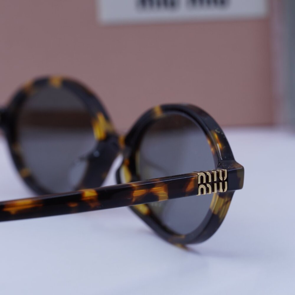 Miu Miu MU04ZSF VAU07F Oval Sunglasses – Honey Havana - Picture 6 of 10